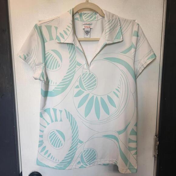 Izod Tops - IZOD Ladies Cool FXG Short Sleeve Polo- Mint Green Pattern- Size Medium